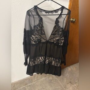 For Love And Lemons Black Lace Chemise